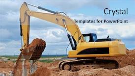  Presentation with construction site construction - PPT theme consisting of excavator loader at construction site background and a light blue colored foreground