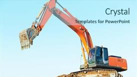  Presentation with earthmoving - Theme consisting of excavator loader at earthmoving works background and a cool aqua colored foreground