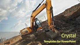  Presentation with soil - Amazing theme having excavator loader excavating soil backdrop and a tawny brown colored foreground