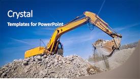  Presentation with excavator - Amazing presentation theme having excavator loader machine at construction backdrop and a ocean colored foreground