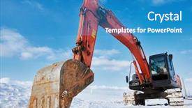  Presentation with excavator - Cool new PPT theme with excavator loader machine at winter backdrop and a teal colored foreground