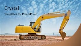  Presentation with earthmoving - PPT layouts featuring excavator loader machine during earthmoving background and a light blue colored foreground