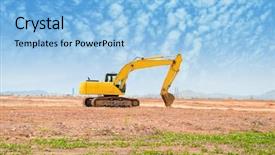  Presentation with earthmoving - Cool new presentation with excavator loader machine during earthmoving backdrop and a light blue colored foreground