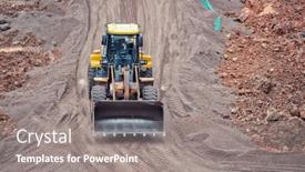  Presentation with earthmoving - Slide set consisting of excavator-loader-machine-during-earthmoving background and a gray colored foreground