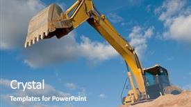  Presentation with earthmoving - Colorful theme enhanced with excavator loader machine during earthmoving backdrop and a teal colored foreground