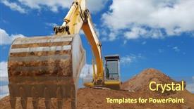  Presentation with excavator - Presentation theme consisting of excavator loader standing in sandpit background and a tawny brown colored foreground