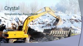  Presentation with tipper truck - Amazing slides having excavator loading dump truck tipper backdrop and a sky blue colored foreground