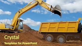  Presentation with tipper truck - Audience pleasing presentation consisting of excavator loading dumper truck tipper backdrop and a tawny brown colored foreground