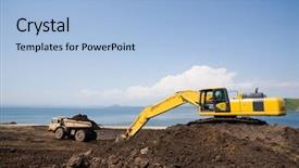  Presentation with dump truck - Audience pleasing presentation theme consisting of excavator loads a dump truck backdrop and a light blue colored foreground