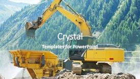  Presentation with earthmoving - Slides enhanced with excavator loads the ground background and a seafoam green colored foreground