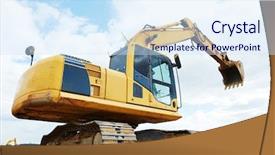  Presentation with earthmoving - PPT theme featuring excavator machine at excavation earthmoving background and a sky blue colored foreground