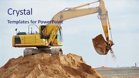  Presentation with earthmoving - Colorful PPT layouts enhanced with excavator machine at excavation earthmoving backdrop and a sky blue colored foreground
