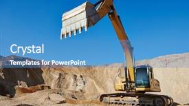  Presentation with excavation - Slides with excavator machine at excavation earthmoving background and a teal colored foreground