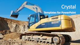  Presentation with excavation - Beautiful presentation theme featuring excavator machine at excavation earthmoving backdrop and a teal colored foreground
