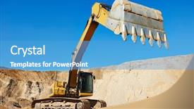  Presentation with earthmoving - Colorful presentation design enhanced with excavator machine at excavation earthmoving backdrop and a teal colored foreground