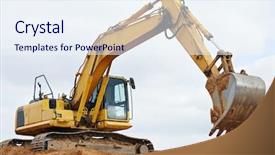  Presentation with earthmoving - Slides having excavator machine at excavation earthmoving background and a sky blue colored foreground