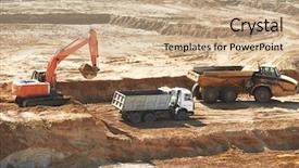  Presentation with loading - Presentation theme with tipper - loader excavator machine loading dumper background and a coral colored foreground