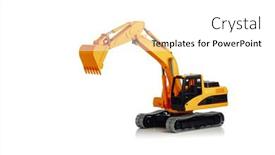  Presentation with excavator - Cool new slide deck with excavator-model-isolated-on-white backdrop and a white colored foreground