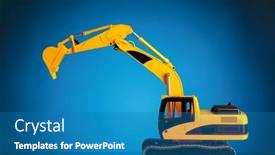  Presentation with excavator - Audience pleasing PPT theme consisting of excavator-model-on-blue-background backdrop and a teal colored foreground