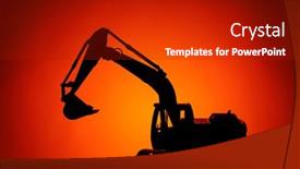  Presentation with excavator - Presentation design consisting of excavator-model-silhouette-orange-background background and a crimson colored foreground