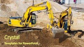  Presentation with construction work - Presentation having excavator on a construction site background and a tawny brown colored foreground