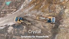  Presentation with construction site construction - PPT theme having excavator-on-earthmoving-at-construction background and a gray colored foreground