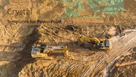  Presentation with earthmoving - PPT theme with excavator-on-earthmoving-at-construction background and a gold colored foreground