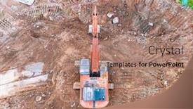  Presentation with earthmoving - Presentation theme with excavator-on-earthmoving-at-construction background and a coral colored foreground