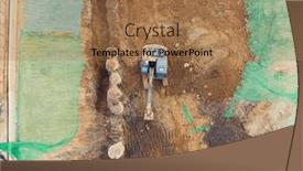  Presentation with earthmoving - Presentation theme having excavator-on-earthmoving-at-construction background and a coral colored foreground