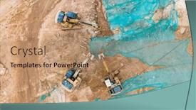  Presentation with earthmoving - Presentation design consisting of excavator-on-earthmoving-at-construction background and a coral colored foreground