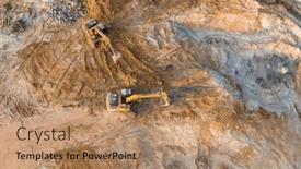  Presentation with earthmoving - Presentation design having excavator-on-earthmoving-at-construction background and a coral colored foreground