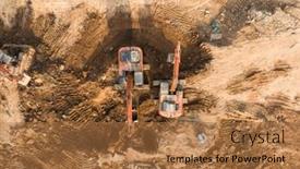  Presentation with earthmoving - Slide deck enhanced with excavator-on-earthmoving-at-construction background and a red colored foreground