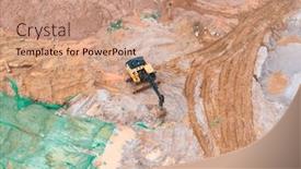  Presentation with earthmoving - Presentation design with excavator-on-earthmoving-at-construction background and a coral colored foreground