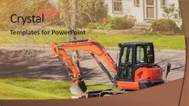  Presentation with excavator - Amazing slide deck having excavator on urban street backdrop and a coral colored foreground