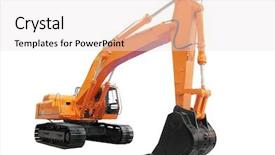  Presentation with excavator - Slide set having excavator under the white background background and a sky blue colored foreground