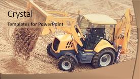  Presentation with earthmoving - PPT theme having soil excavatiom - loader excavator with backhoe background and a coral colored foreground