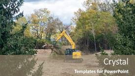  Presentation with excavator - Presentation theme enhanced with excavator-with-claw-hauling-uprooted background and a coral colored foreground