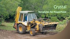  Presentation with excavator - Slide deck consisting of excavator-working-on-the-field background and a tawny brown colored foreground