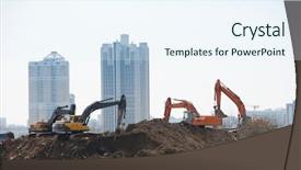  Presentation with work - Amazing presentation theme having excavators work on a constuction backdrop and a sky blue colored foreground