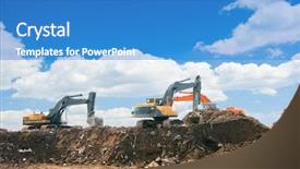  Presentation with disaster recovery site - Presentation theme with excavators working on a constuction background and a teal colored foreground