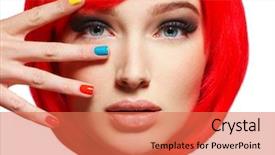  Presentation with bob hairstyle - Cool new presentation with excel cover - closeup face of a beautiful backdrop and a coral colored foreground
