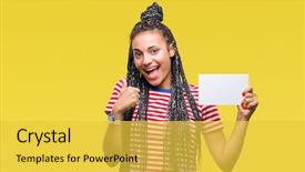  Presentation with african american girl power business - Theme with excel sheet - young african american girl holding background and a  colored foreground