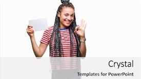  Presentation with african american girl power business - Amazing presentation design having excel sheet - young african american girl holding backdrop and a  colored foreground