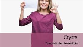  Presentation with happy young student girl holding - Amazing presentation theme having excel sheet - young beautiful girl holding blank backdrop and a  colored foreground
