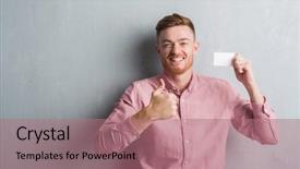  Presentation with happy birthday card brother - Presentation theme with excel sheet - young redhead man over grey background and a coral colored foreground