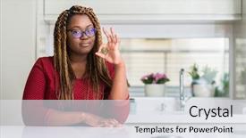  Presentation with home - Theme featuring excel table - african american woman sitting background and a  colored foreground