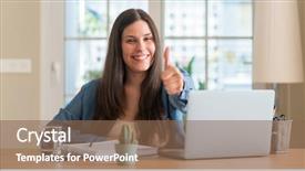  Presentation with home - PPT theme with excel table - young student woman studying background and a violet colored foreground