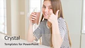  Presentation with milkshake - PPT theme having excelence - beautiful young girl kid drinking background and a soft green colored foreground