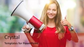  Presentation with young sing woman singing young - Presentation featuring excelence - young beautiful blonde woman yelling background and a crimson colored foreground