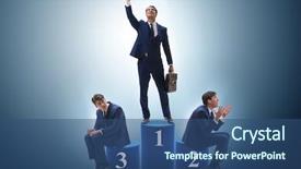  Presentation with award winning - Amazing slide deck having excellence award - businessman winning the first place backdrop and a ocean colored foreground